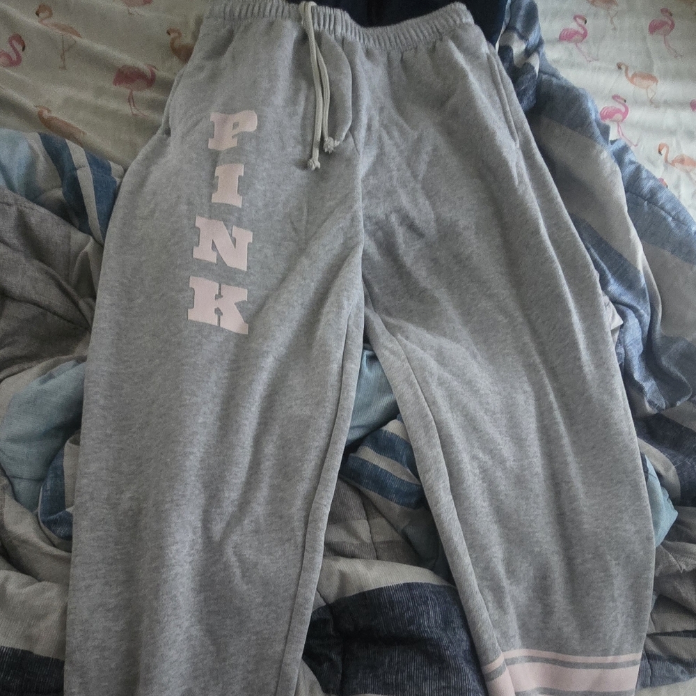 (SOLD) PINK Victoria's Secret Gray and Pink Sweatpants